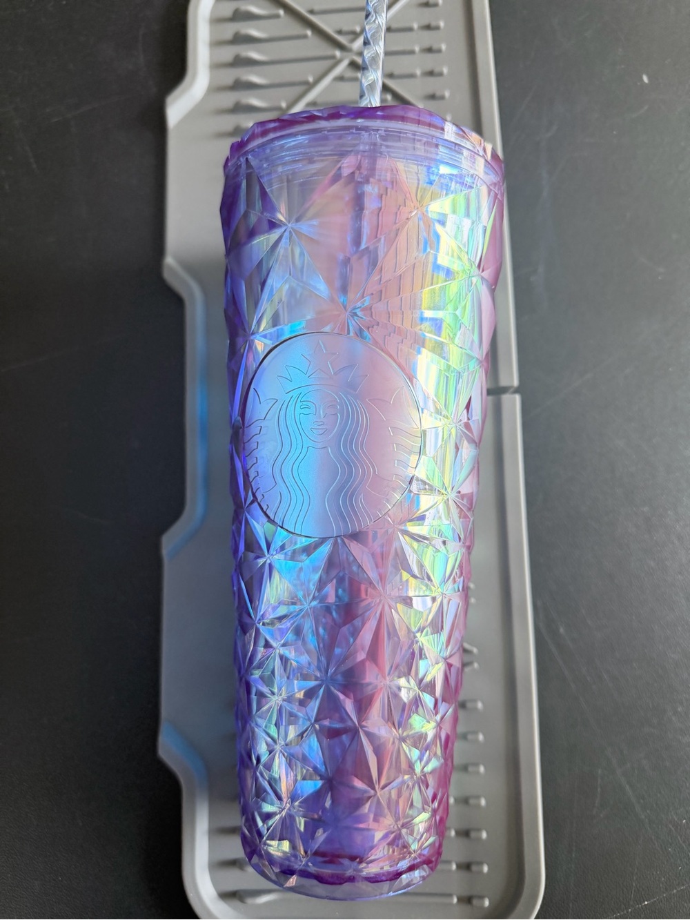 Starbucks Purple Iridescent Hologram Tumbler with Twisted Straw